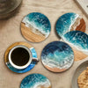 Dark Ocean Print Coasters x4